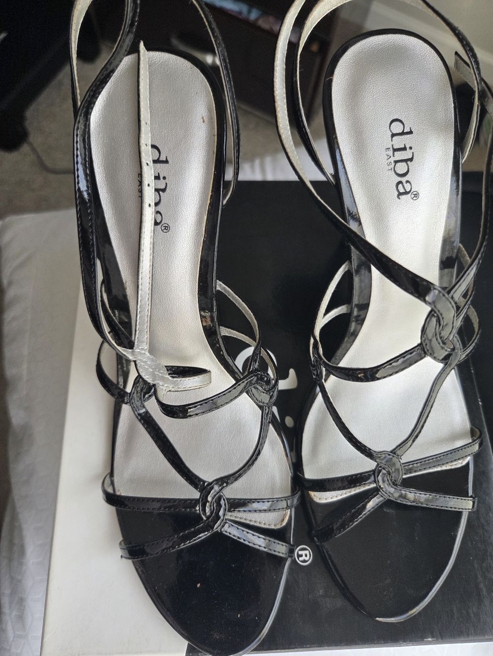 Diba Black Strappy Knot-Detail Heeled Sandals